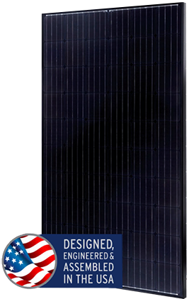 Mission Solar panel with USA flag 任务太阳能电池板组装在美国