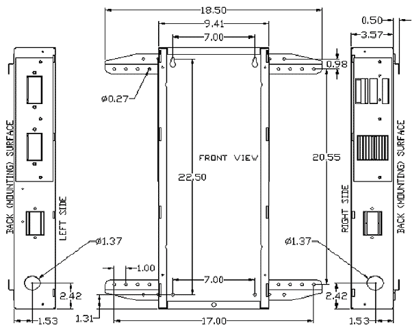 Outback E-Panel Front Dimensions 内陆e -面板前尺寸