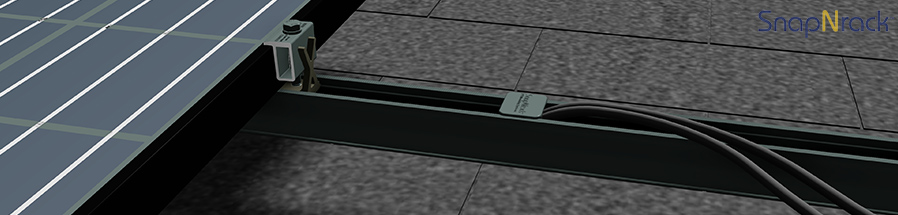Ultra Rail with snap in mid clamp and wire retention clip SnapNrack线管理