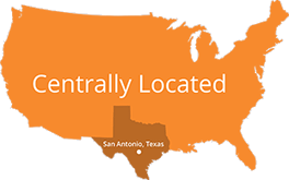 位于德克萨斯州中心的美国地图