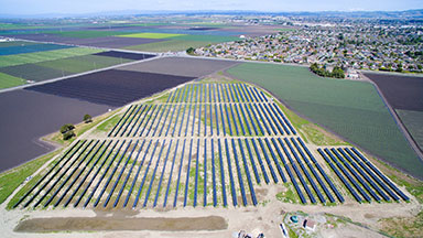 地面安装太阳能系统与Solaria太阳能电池板在萨利纳斯，加利福尼亚州